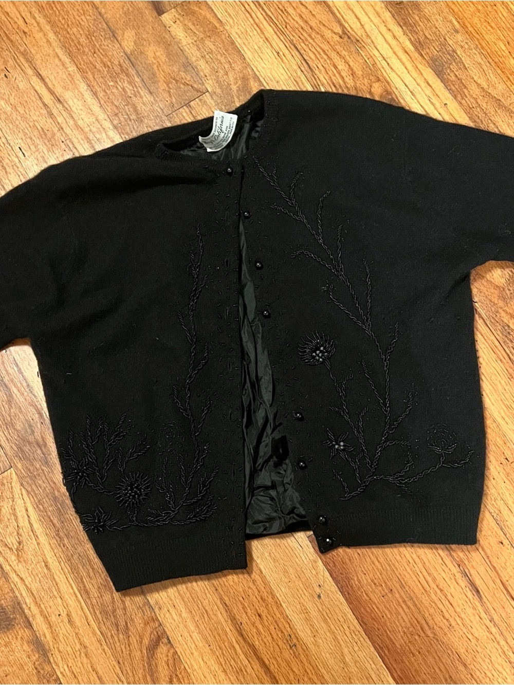 Vintage Black Beaded Embroidered Cardigan